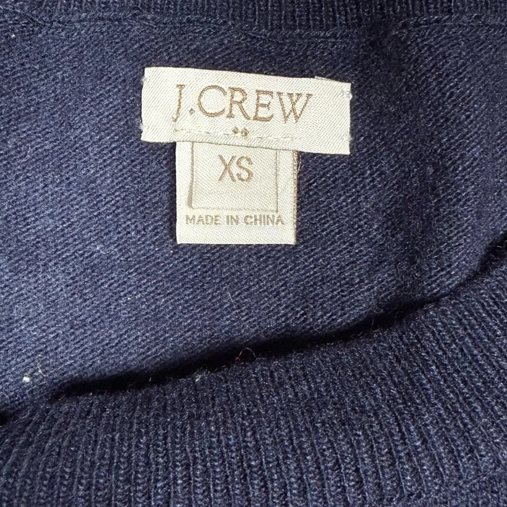 J. Crew Apple Print Teddie Navy Crew Neck Sweater Women’s Size XS